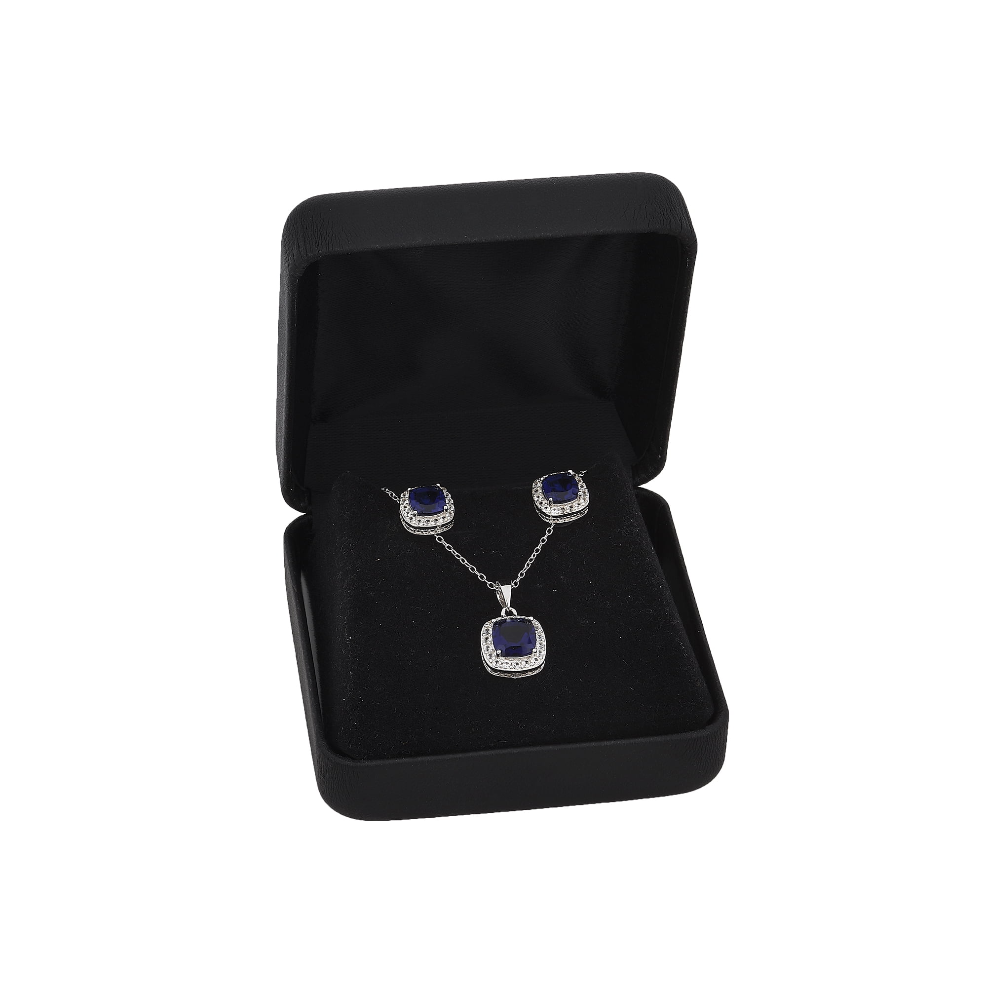 Arista Diamond Accent Created Blue Sapphire & White Sapphire Sterling Silver Women's Ring, Earring & Pendant Set, 18"