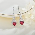 thumbnail image 6 of FJ Infinity Celtic Knot Dangle Drop Earrings Irish Leverback Ruby Earrings 925 Sterling Silver Heart July Birthstone Earrings Good Luck Jewelry Gifts for Women, 6 of 8