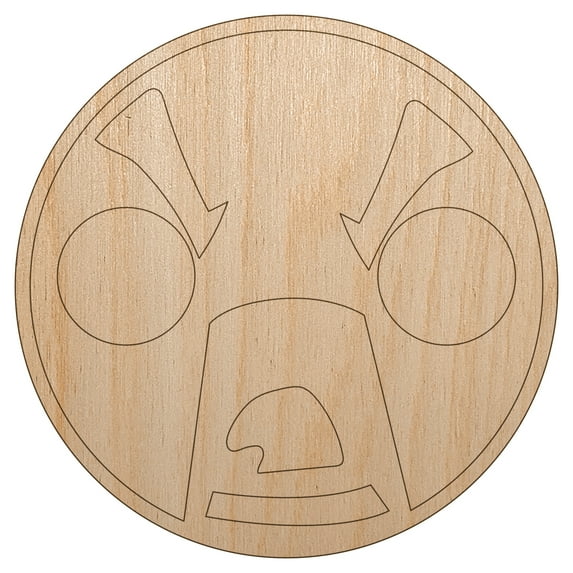 Kawaii Cute Shocked Face Wood Shape Unfinished Piece Cutout Craft DIY Projects - 6.25 Inch Size - 1/4 Inch Thick