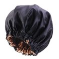 thumbnail image 2 of Flmtop Solid Color Women 2-Layer Night Sleep Bonnet Slouchy Hat Home Hair Care Cap, 2 of 7