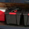 thumbnail image 3 of IRIS 32 Qt Stackable Plastic Storage Bins with Lids, 4 Pack - BPA-Free,  - Garage Organizing Solution, Latches, Durable Nestable Containers, Secure Pull Handle - Black, 3 of 4