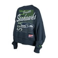 thumbnail image 2 of Women's New Era College Navy Seattle Seahawks Oversized Throwback Mineral Wash Crew Neck Sweatshirt, 2 of 5