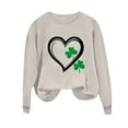 thumbnail image 4 of JTZGDY St. Patrick's Day Green Shirts for Women Cute Shamrock Heart Print Long Sleeve Crewneck Pullover Sweatshirts Fashion Holiday Graphic T-Shirts Trendy Cozy Outfit Clothes A-Khaki XL, 4 of 8