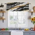 thumbnail image 2 of 2 Pack Abstract Art Valance for Window Black Gold Gradient Marbling Water Ripple Kitchen Valance Rod Pocket Short Curtain Topper Decorative Window Treatment for Living Room Bedroom 60"x18", 2 of 8