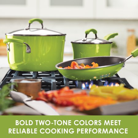 Rachael Ray 14-Piece Pots and Pans Set/Cookware Set, Green Gradient - Walmart.com - Walmart.com