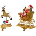 thumbnail image 6 of Northlight Santa and Reindeer Glittered Christmas Stocking Holders - 9.5” - Gold - Set of 2, 6 of 9