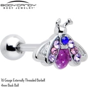 Body Candy 16 Gauge 1/4 Pink Blue Gem Beautiful Insect Cartilage Tragus Earring Stainless Steel for Women