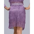 thumbnail image 2 of FEOYA Sparkly Sequin Fringe Skirt for Womens Belly Dance Skirt Ladies Sparkle Rave Skirts Multi Layer Tassel Latin Skirt L Purple, 2 of 6