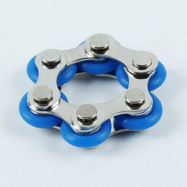 Bike Chain Fidget Toy for ADHD Anxiety Relief Six Roller Flippy Chain Fidget Toy for Adults Kids Autism Stress Reducer (Blue)