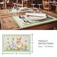 thumbnail image 3 of Placemats Set of 6, Happy Easter Bunny Woven Placemat, Linen Place Mats for Kitchen/Dining Tables, Spring Floral Burlap Sage Green Plaid Washable Table Mats for Party, 3 of 8