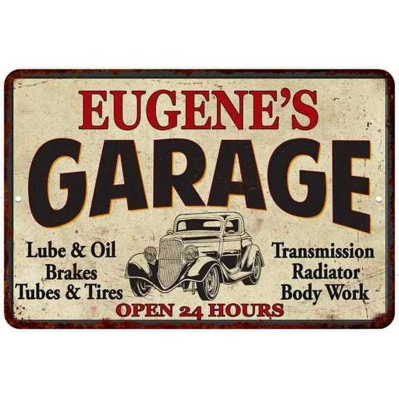 EUGENE'S Garage Gift Man Cave Metal Sign Decor 12x18 112180014083