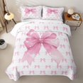 thumbnail image 2 of Homewish Cute Bowknot Twin Quilt Set For Girls,Pink Ribbon Twin Coverlet Set,2 Pieces, 2 of 7