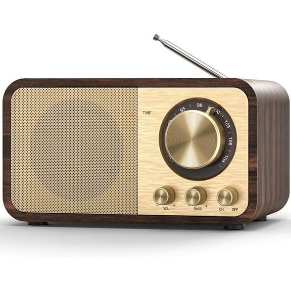 Portable Transistor Radio, Retro Bluetooth FM Radio, Rechargeable Vintage Radios with Best Reception 5W Speakerfor,Support TF Card Play, USB MP3 Player, AUX, Bass Mode,Suit for Home,Outdoor,Senior