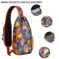 thumbnail image 3 of Geometric Paisley Crossbody Backpack – Vintage Boho Sling Bag, Lightweight Anti-Theft Travel Daypack with Adjustable Strap & Multi-Pocket Design, 3 of 5