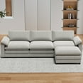 thumbnail image 3 of MUZZ Sectional Sofa with Ottoman, Small L Shaped Free Combination Velvet Couch Furniture for Living Room, Light Gray, 3 of 6
