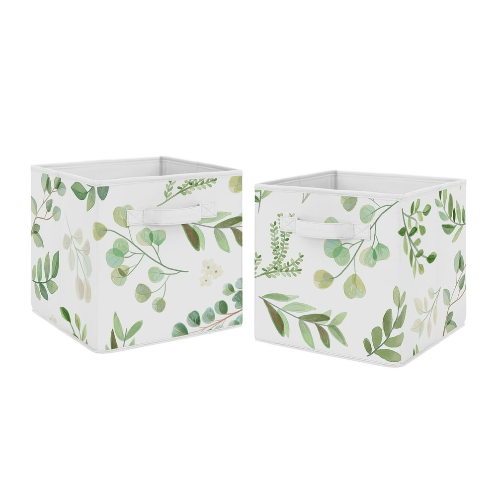 Sweet Jojo Designs Floral Leaf Foldable Fabric Storage Cube Bins Boxes