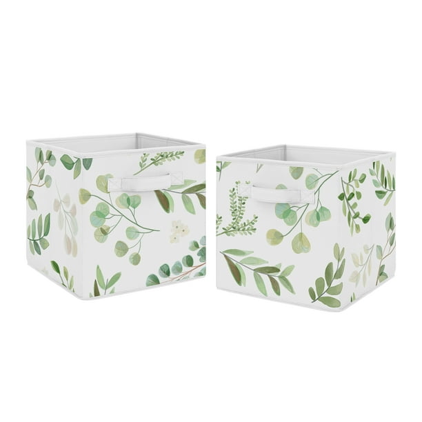 Sweet Jojo Designs Floral Leaf Foldable Fabric Storage Cube Bins Boxes