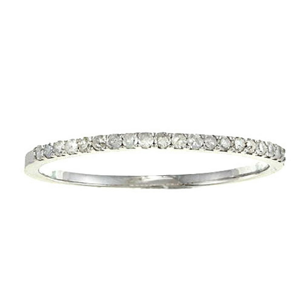 Designer Diamonds - 10k White Gold Thin Diamond Wedding Band (1/7 cttw ...