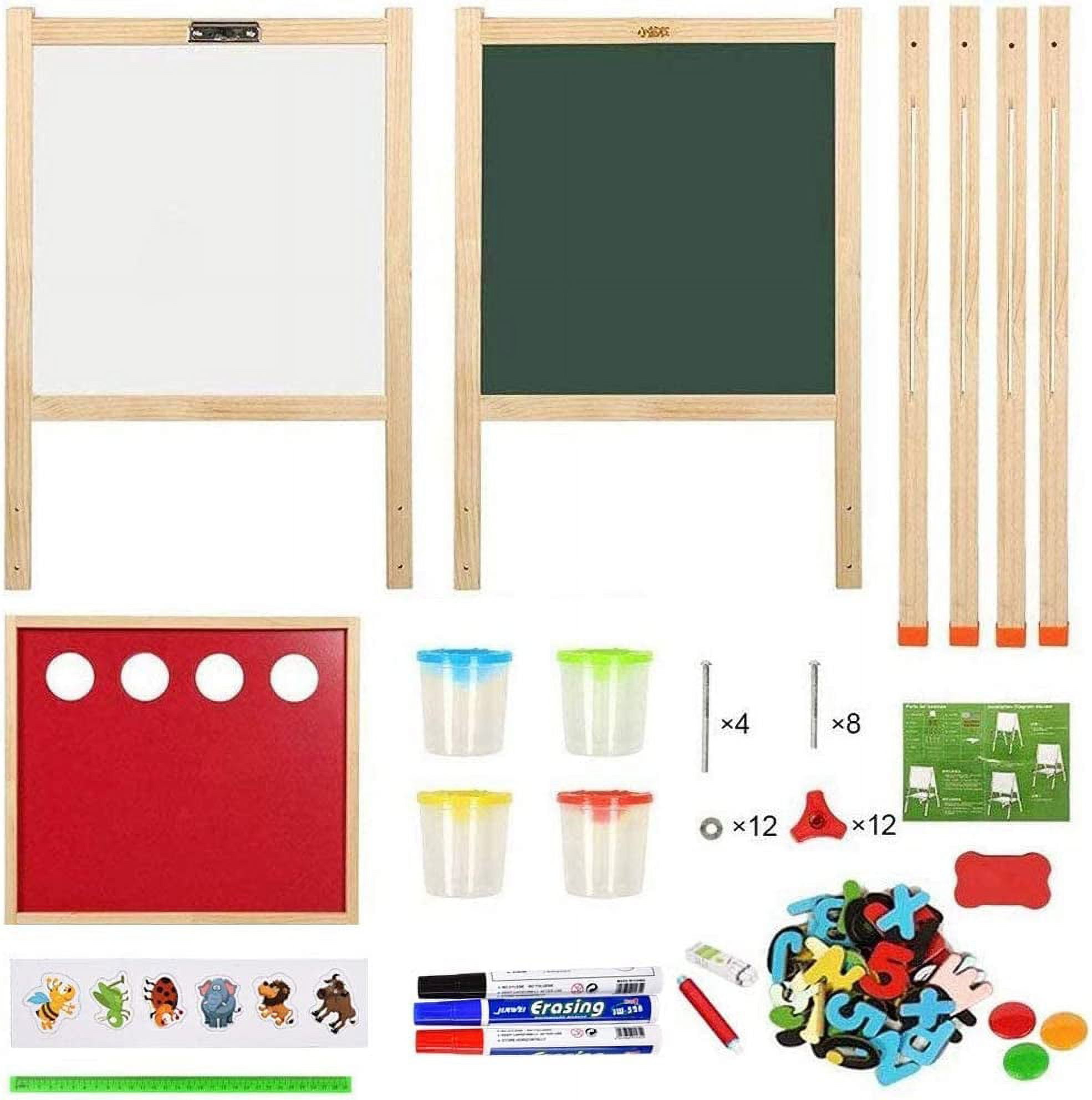  Dripex Art Easel for Kids - Double Sided Toddler Wooden Easel  with Dry Erase Board&Chalkboard, Paper Roll, Letters&Numbers - Adjustable Children  Painting Easel for Drawing (Brown) : Toys & Games