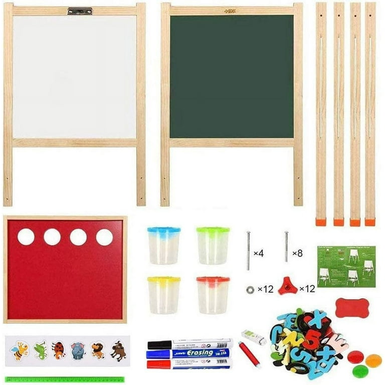 Wooden Art Easel for Kids, Double Sided Kids Easel with Whiteboard
