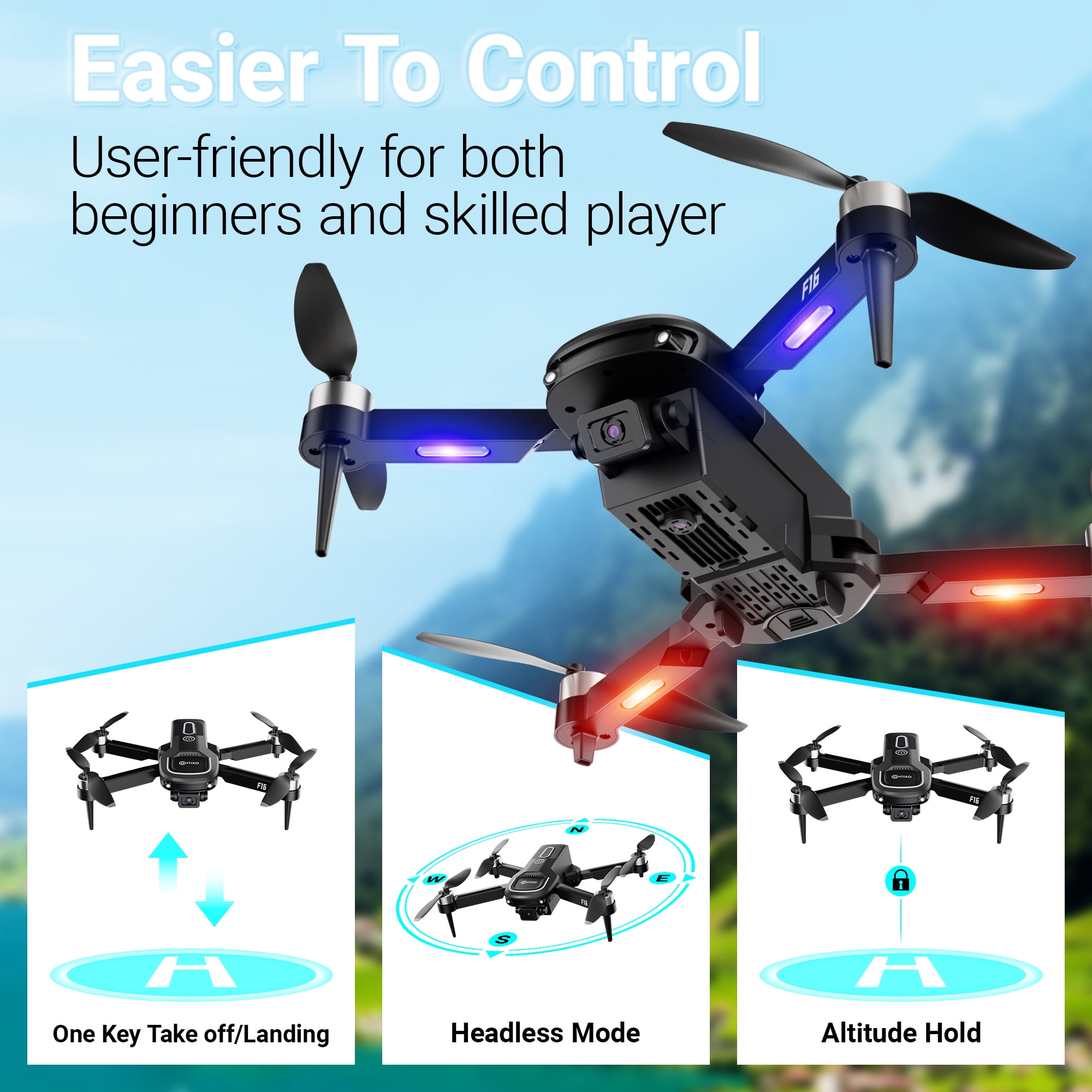 Contixo F16 Stunt Drones for Adults and Kids with 1080P Camera & Brushless Motor, 17-Minute Flight Time, Graphite