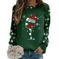 thumbnail image 2 of Gibobby Sudaderas navideñas Blusa holgada con cuello redondo y estampado de Navidad para mujer, camisetas de entrenamiento de manga larga a la moda(Verde,M), 2 of 5