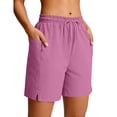 thumbnail image 4 of Yievot Athletic Shorts for Women Drawstring Elastic Waist Quick Dry Workout Gym Shorts with Zipper Pockets, 4 of 7