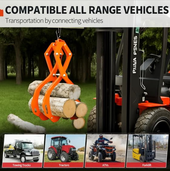 Accreate Log Tongs, 4 Claw Log Grabber Heavy Duty 3300 Lb Capacity, Attach to ATVs UTVs Trucks Mowers Tractors, Heavy-Duty Steel, Easy Assembly & Storage
