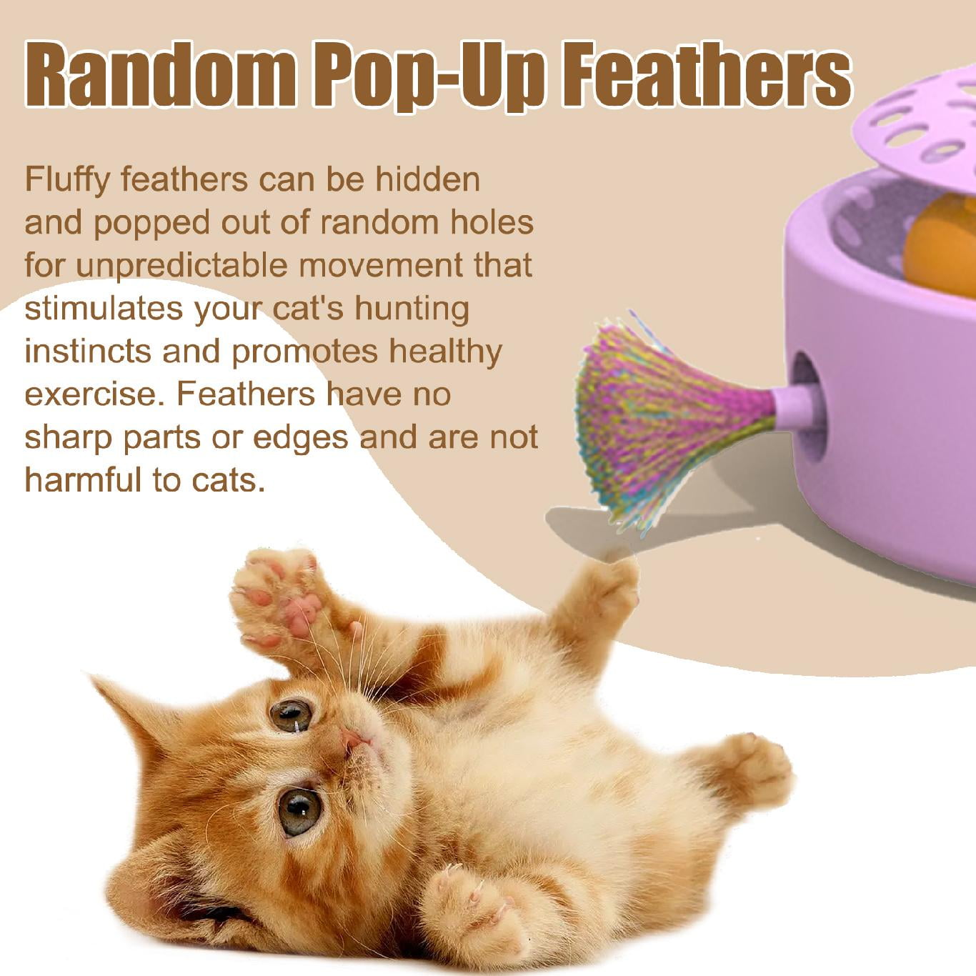 Cat Toys 3 in 1 Smart Interactive Electronic Kitten Toy Fluttering Butterfly Random Moving Ambush Feather 2 Track Balls Battery Powered Indoor Exercise Cat Kicker Pink Walmart