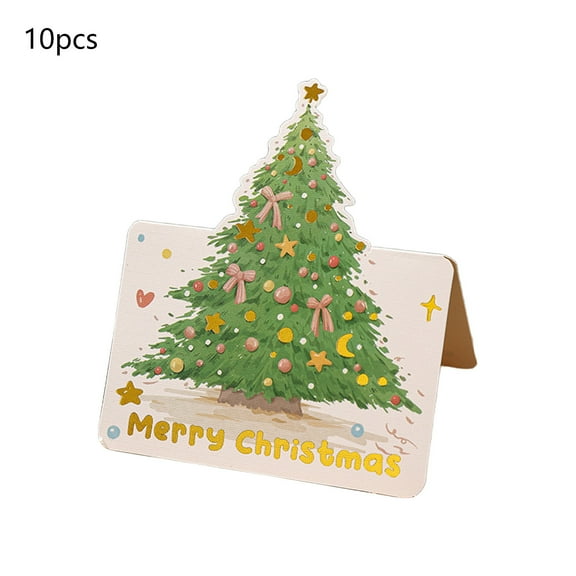 WEGFTDUOP Christmas Christmas Tree Stamping Greeting Cards Flower Shop Baking Gift Giving Small Cards Message Cards