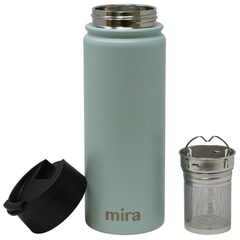 MIRA 18oz Insulated Tea Infuser Bottle, Stainless Steel Travel Thermos Mug,  Pearl Blue 