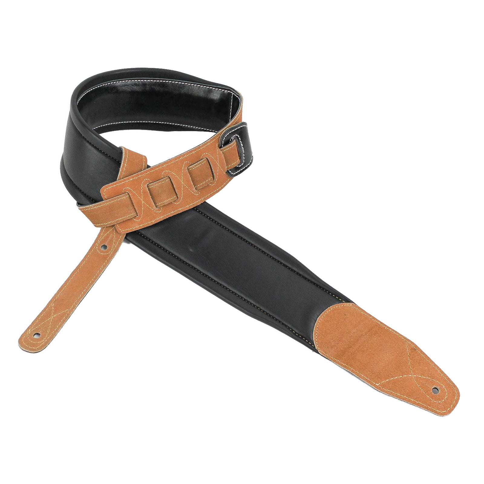 Walker & Williams C-22-XL Extra Long Double Padded Black Leather Guitar Strap up to 64"