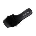 thumbnail image 2 of Samdudou Fuzzy Slippers for Women Fluffy Faux Fur Open Toe Slides Stylish Square Open Toe Flat Sandals Indoor Outdoor House Shoes Plush Fashion Footwear for Leisure, 2 of 9