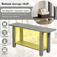 thumbnail image 5 of GZXS Industrial-Style Sofa Table with Open Storage Shelf, Pine Wood Legs, MDF Top, Easy Assembly, 63"L x 15.7"W x 30.1"H, Gray, 5 of 10