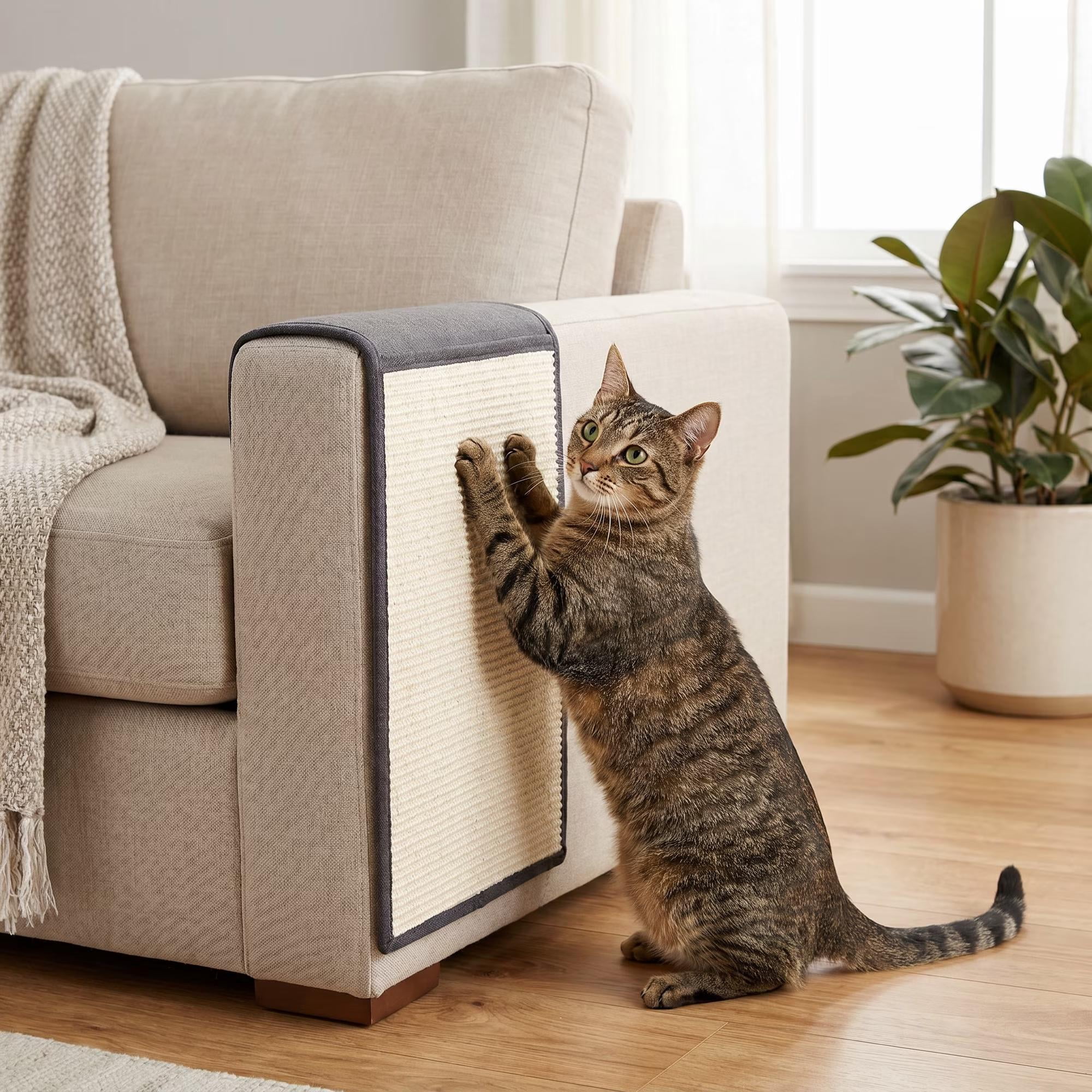 Vibrant Life Sisal Cover Cat Scratcher for Couch Left Side, White, 23.62" x 19.69"