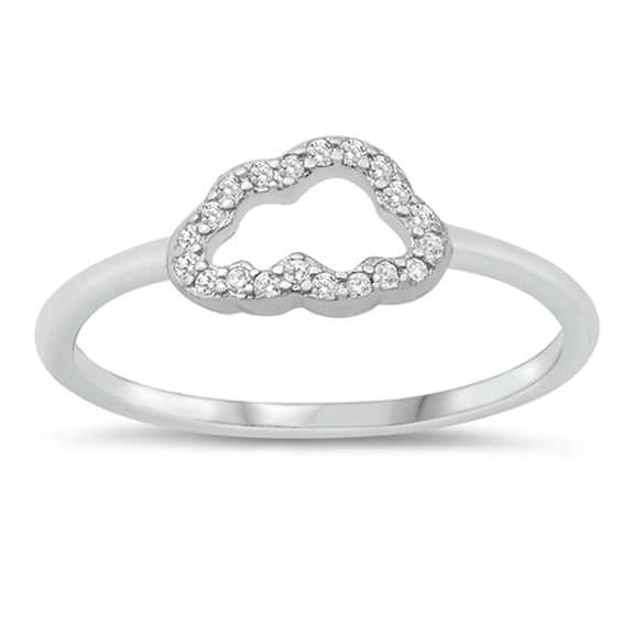 White Cubic Zirconia Cloud Promise Ring .925 Sterling Silver Band Jewelry Female Male Unisex Size 6