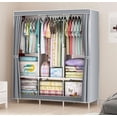 thumbnail image 3 of ZOUYUE Portable Closet, 67-Inch Portable Wardrobe with 3 Hanging Rods and 6 Storage Shelves, Non-Woven Fabric, Stable and Easy Assembly Grey Portable Closets for Hanging Clothes with Side Pockets, 3 of 7