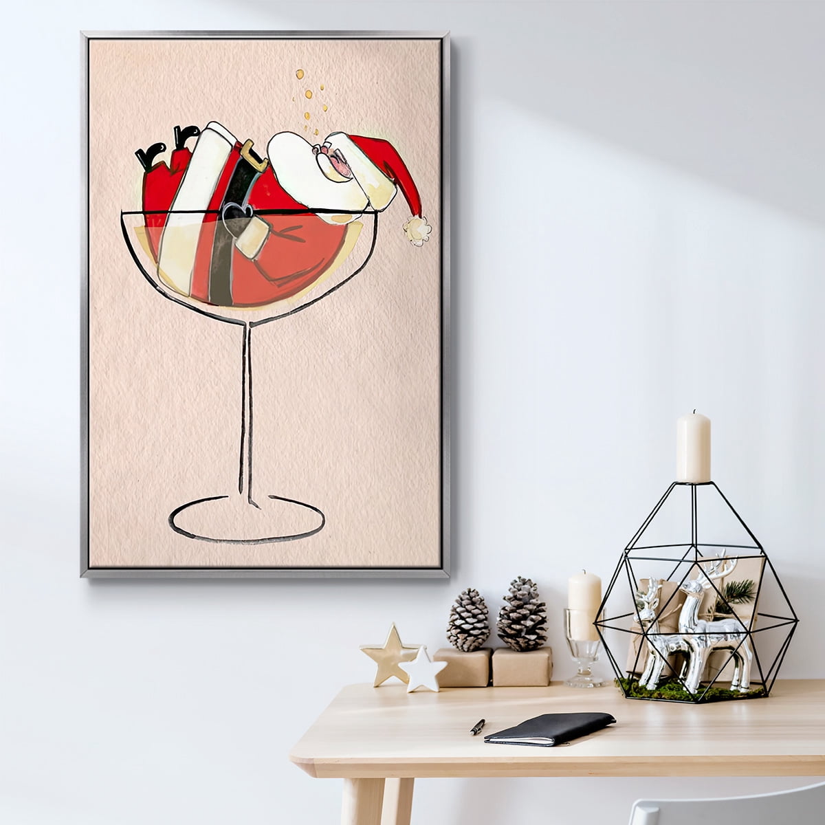 Get Blitzened Collection B - Framed Gallery Wrapped Holiday Canvas - 27 x 41 - Silver Frame
