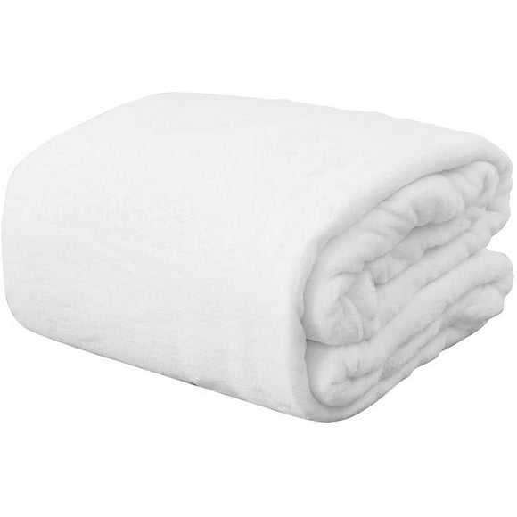 Fleece Blanket Twin Size White Lightweight Throw Blanket Super Soft Cozy Microfiber Blanket