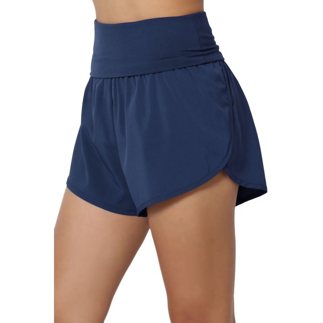 TheMoogan Women's PLUS High Waist Lightweight Running Shorts Brief Inner Gym Athletic Workout
