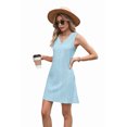 thumbnail image 2 of Womens Summer Dresses Loose Fit V Neck Sleeveless Sundresses Beach Hawaiian Dress with Pockets Light Blue XXL, 2 of 9