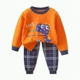 thumbnail image 3 of HCNTES Toddler Baby Boys 2-piece Pajamas Sleepwear Spring Fall Winter Clothes For Kids Long Sleeve Shirt Tops + Pants Loungewear Outfits Set(A01-Orange,3-4 Years), 3 of 3