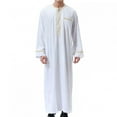 thumbnail image 1 of DPTALR Men's Muslim Robe Arab Middle Robe Long Style Long Sleeve Embroidered Standing Neck Pocket Long Shirt Casual Robe, 1 of 8