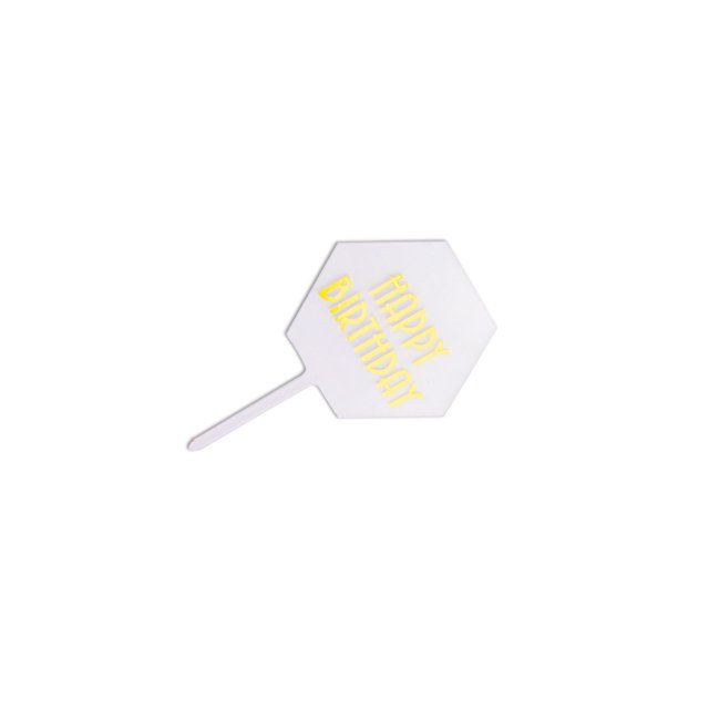 Herramienta DIY para Tartas, adorno acrílico para cupcakes, tablero de cumpleaños, banderas para plantar, tartas redondas hexagonales, Herramientas y accesorios para hornear Hexagonal/Oro Blanco Moyic HA067446-04