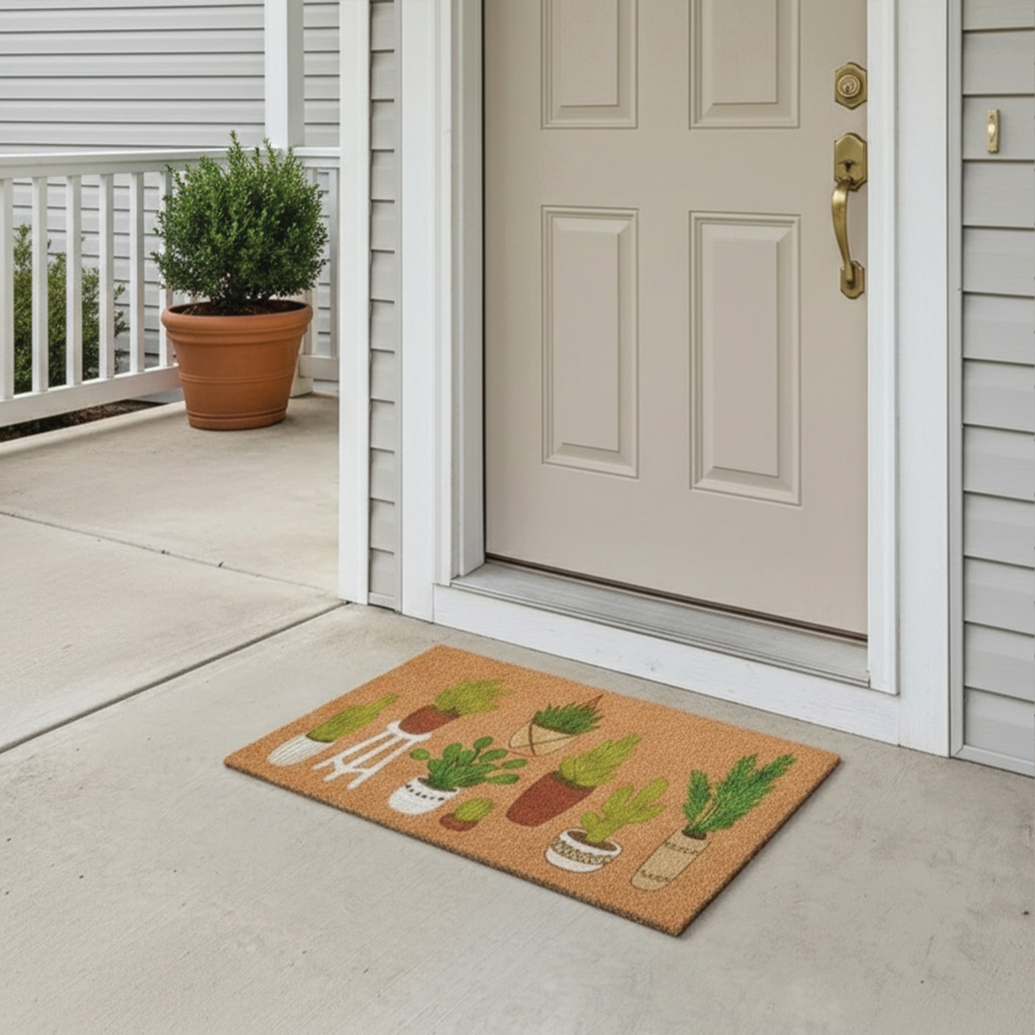 Houseplant Haven Non Slip Vinyl Backing, Front Door Mat, Entryway Door Mat, 24"x36"
