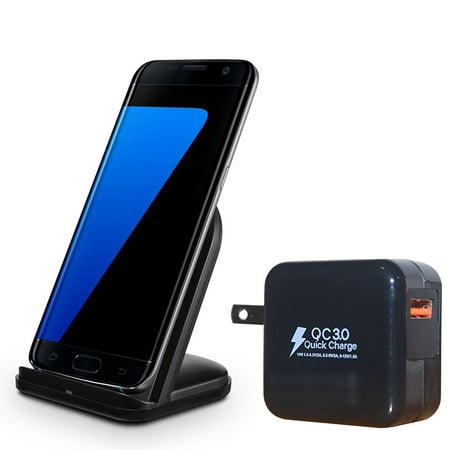 RNDs Fast Charge Wireless Charging Stand for Samsung Galaxy (S8, S8, Plus, S7, S6), Note (5, 8), Microsoft Lumia and other QI Enabled Devices (QC3.0 Compatible Quick Charger included) (black)