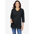 thumbnail image 2 of Woman Within Plus Size Perfect Three-Quarter Sleeve V-Neck Tee (Petite Available), 2 of 6