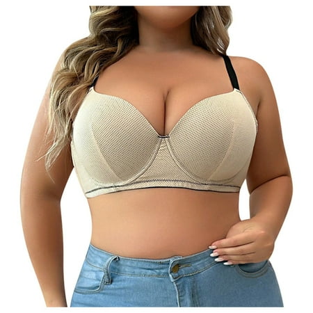 BYHONG Sexy Underwear for Women Seamless Plus Size Underwire Push Up Bra Front Closure Breathable Comfort Bra Beige 95D