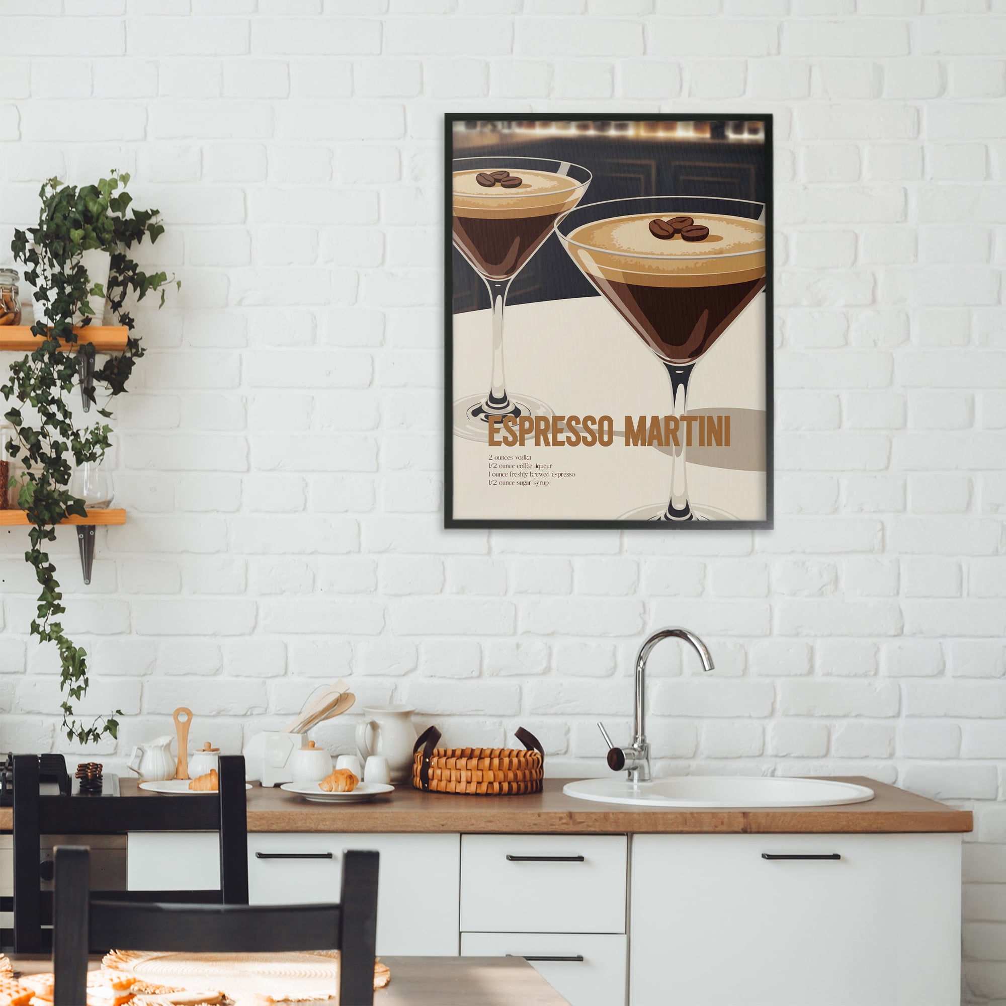 Stupell Industries Sleek Modern Espresso Martini Black Framed Giclee Art, design by Andreas Magnusson