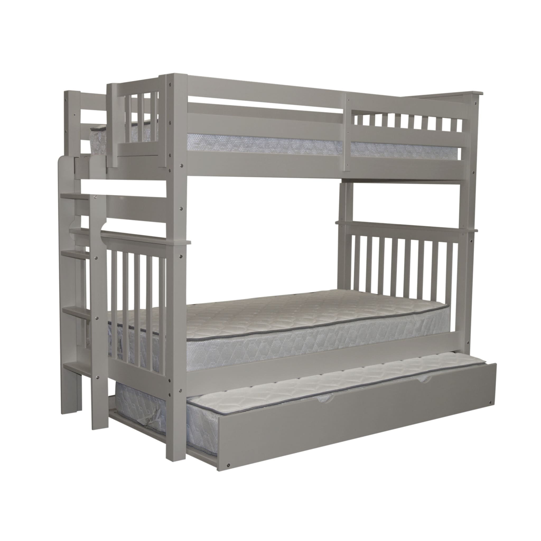 Bedz King Tall Mission Style Bunk Bed Twin Over With End Ladder Bedz King Tall Mission Style Bunk Bed Twin Over With End Ladder And A Trundle Grey Com